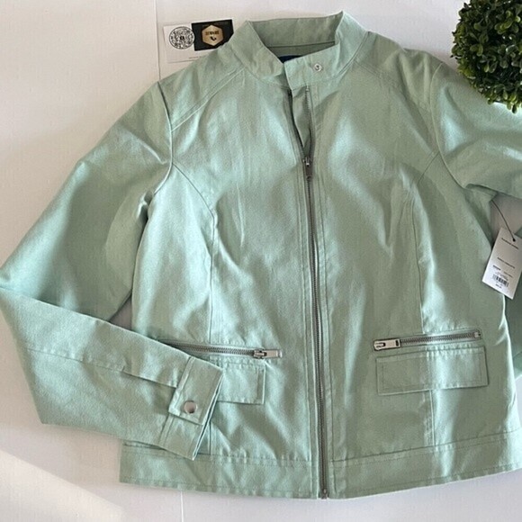 New Apt. 9 Long Sleeve Moto Jacket in Pearberry Green Retail $68.00 size XS - Picture 7 of 14